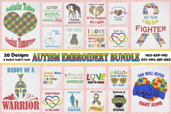 Autism Awareness Embroidery Bundle