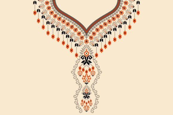 Beautiful Knitted Neckline Embroidery