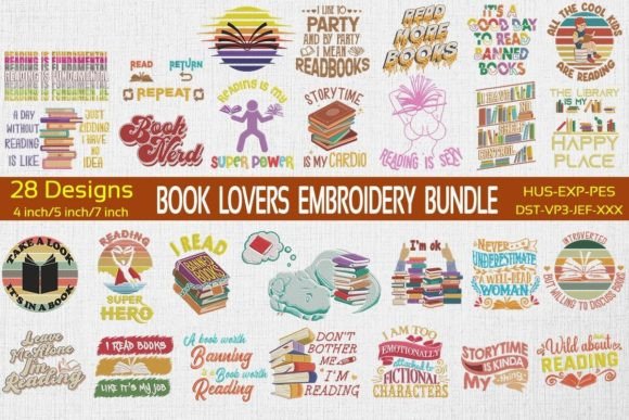 Book Lovers Embroidery Bundle