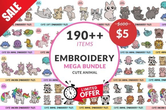 Cute Animal Embroidery Bundle