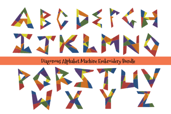 Diagonous Alphabet Embroidery Bundle