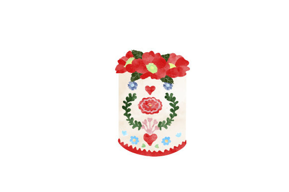 Embroidery Cake with Flowers Watercolor