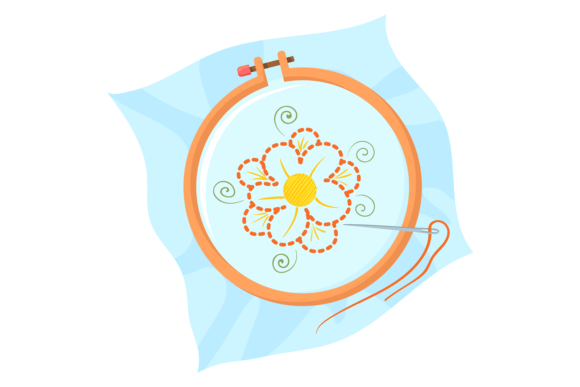 Embroidery Cartoon Icon Flower on Sewin