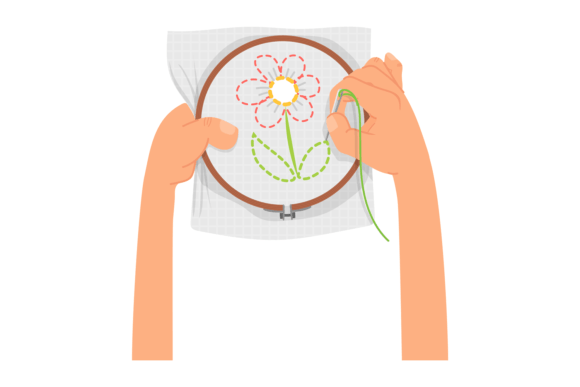 Embroidery Craft Hands Sewing Flower Pa