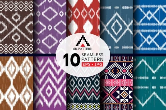 Embroidery Seamless Pattern Design Set